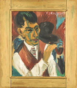 Ernst Ludwig Kirchner, Otto Mueller mit Pfeife, 1913, Öl auf Leinwand, Brücke-Museum. Foto: Brücke-Museum, Nick Ash