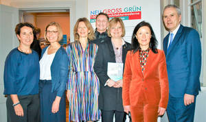 Dr. N. Bröckner, Dr. C. Kress, Dr. S. Oelker, M. Pawlik (WiFö), Bezirksbürgermeisterin C. Richter-Kotowski, Dr. B. Hausmann, Bezirksstadtrat F. Mückisch (v.l.n.r.).