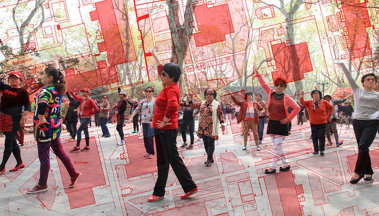 2016, Projekt „Dancing in Grünau”. Foto: Shanghai, Plaza Dancing, zukunftsgeraeusche