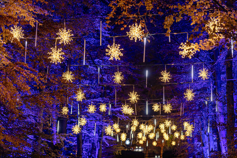 Christmas Garden Berlin 2019: Schneegestöber. Foto: Christmas Garden – Michael Clemens