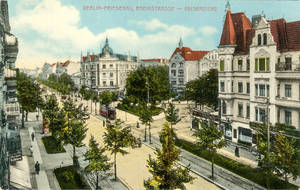 Die Rheinstraße nahe Kaisereiche, wie sie einst war. Historische Postkarte, koloriert ca. 1910, Verlag Goldiner.