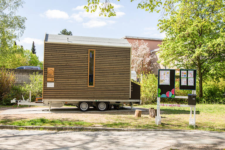 Nachbarschaftstreffpunkt Tiny House. Foto: Nachbarschaftshaus Wannseebahn e. V.