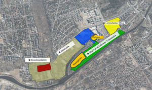 Teilbereiche Gewerbegelände Beeskowdamm, Goerzallee, Lichterfelder Weg, Stichkanal.  Quelle: ALB d. Senatsverw. f. Stadtentw. u. Umwelt