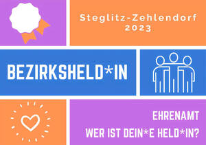 Vorderseite der Postkarte – Bezirksheld:innen Steglitz-Zehlendorf 2023.Grafik: KiJuBSZ