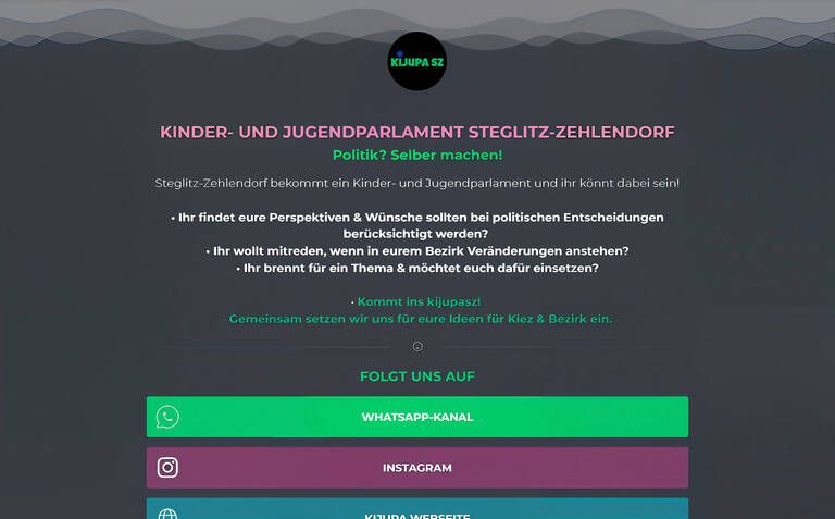 Webseite vom Kinder- und Jugenparlament Steglitz-Zehlendorf: https://taplink.cc/kijupaberlinsz