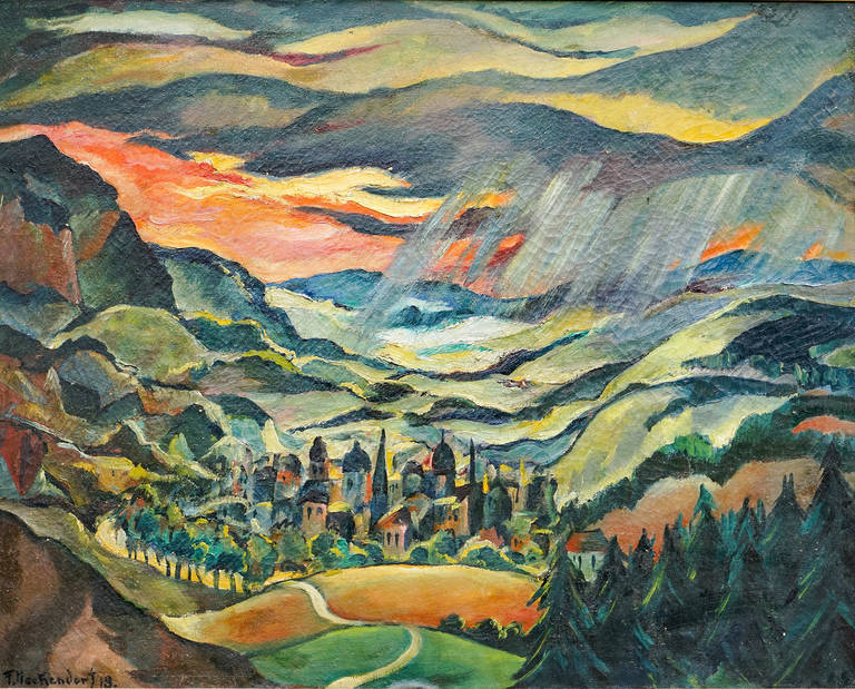„Stadt im Gebirge“ (1919) von Franz Heckendorf. Foto: Galerie Mutter Fourage