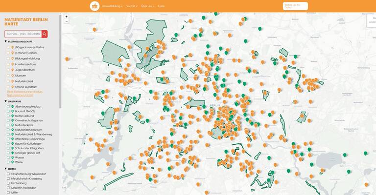 Die neue Karte weist den Weg zu grünen Lernorten: https://naturstadt.berlin/karte/