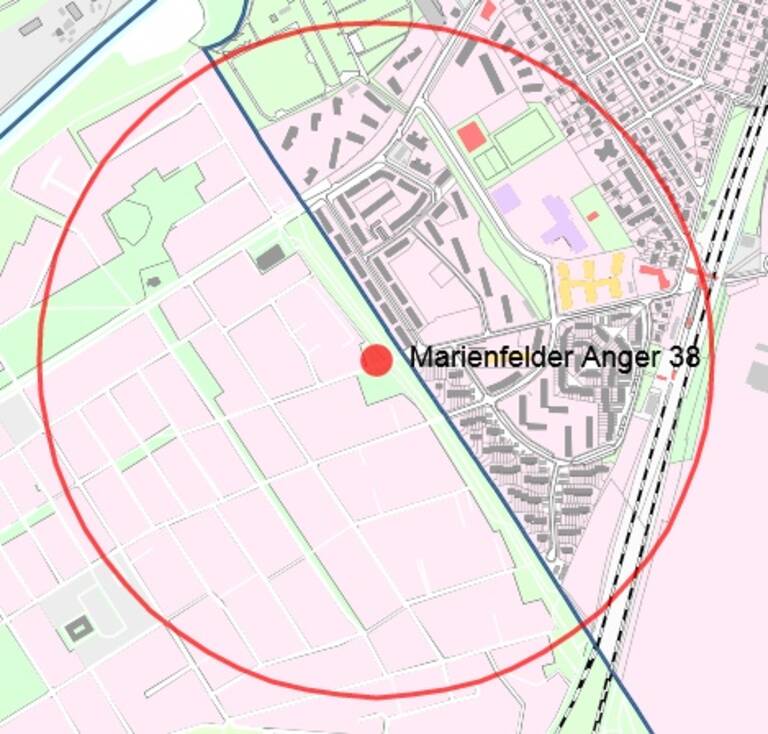 Sperrkreis der betroffenen Gebäude. Grafik: BA SZ