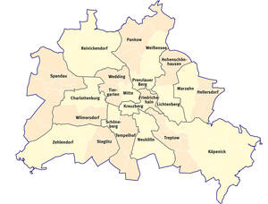 Die alten 23 Bezirke vor dem 1. Januar 2001.