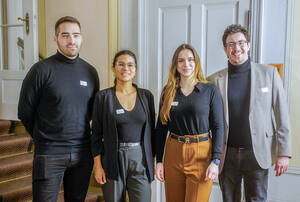 RIK-Projektteam mit Ideen f&uuml;r Ideengeber: Clemens Haack, Lalida Gro&szlig;e, Annika Liesenfeld und Juri Effenberg (v.l.n.r.). Foto: Christian Schneider / RIK Berlin S&uuml;dwest