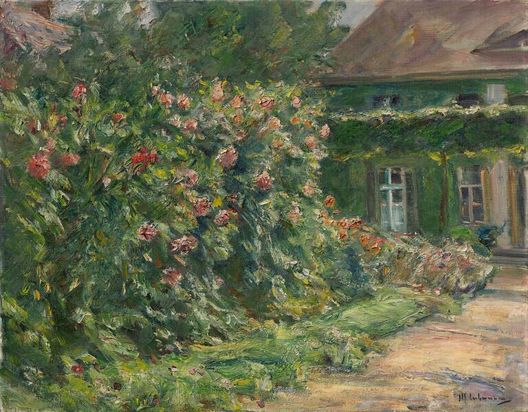 Max Liebermann, Mein Haus in Wannsee mit Garten, um 1926. Öl auf Leinwand, Privatsammlung
