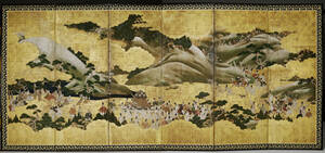 Japanischer Paravent. Szene aus der Geschichte vom Prinzen Genji_Miyuki, Detail. Staatliche Museen zu Berlin, Museum f&uuml;r Asiatische Kunst / J&uuml;rgen Liepe CC BY-SA 4.0