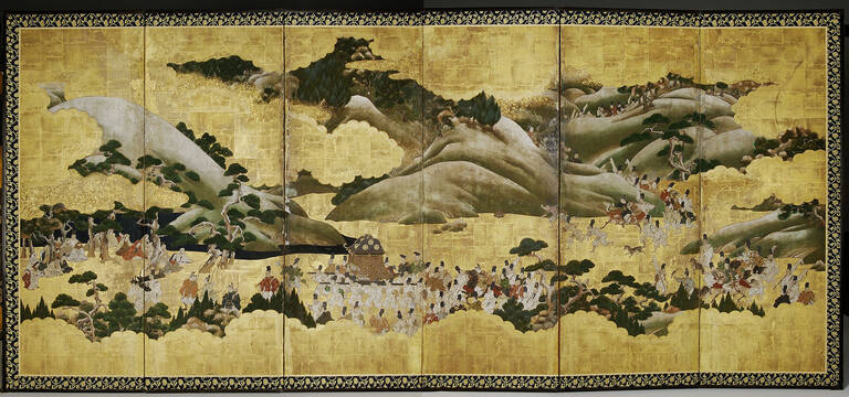 Japanischer Paravent. Szene aus der Geschichte vom Prinzen Genji_Miyuki, Detail. Staatliche Museen zu Berlin, Museum für Asiatische Kunst / Jürgen Liepe CC BY-SA 4.0