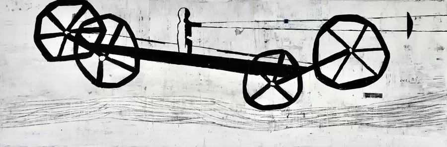 Kleiner Wagen, 2017, 40x120cm, Acryl auf Leinwand