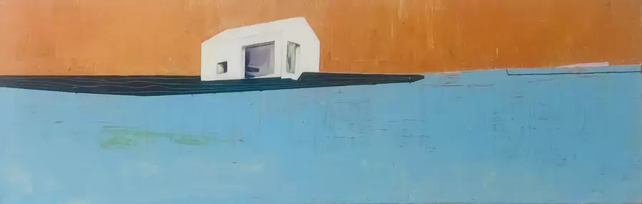 Haus am Meer, 2024, 40x120cm, Acryl auf Leinwand