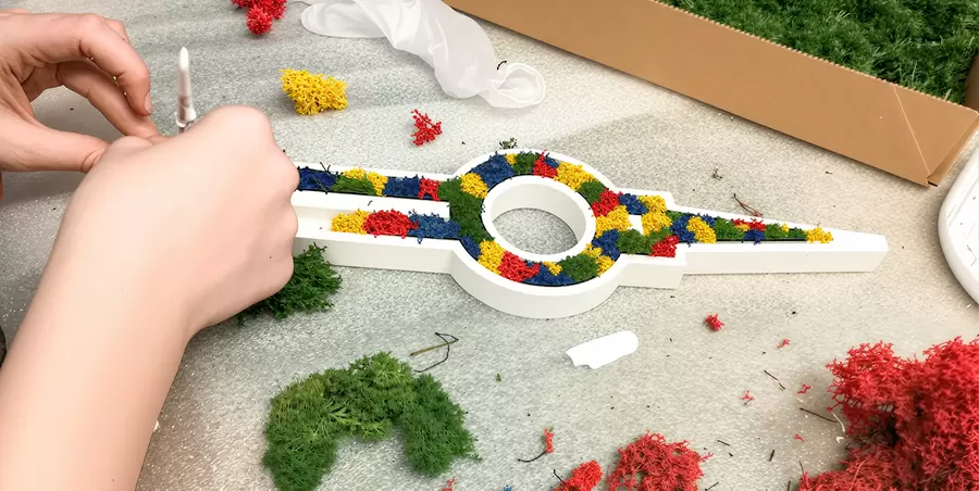 Projektarbeit: Mit Moos nachhaltig Bauen. Foto: A-E-G