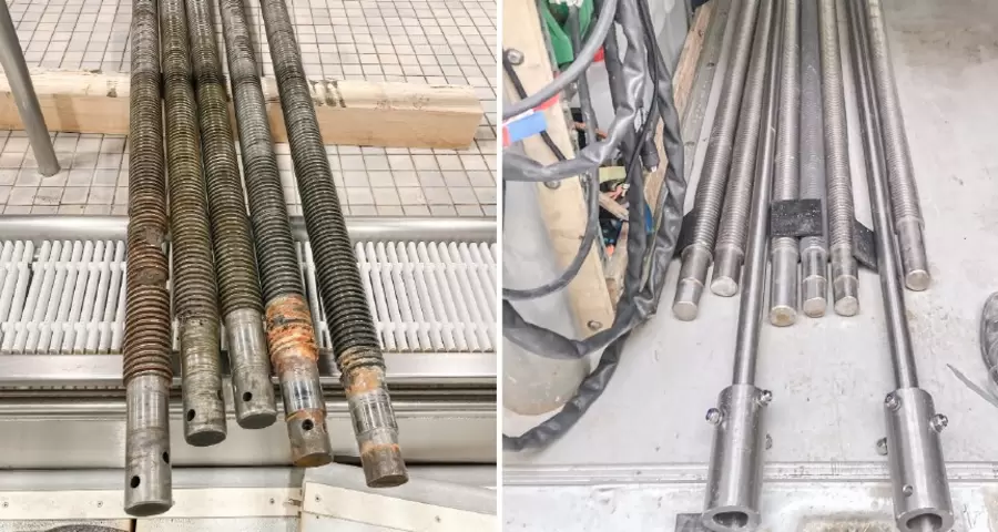 Hubgestänge ausgebaut – alt und neu. Foto: PrimaVita