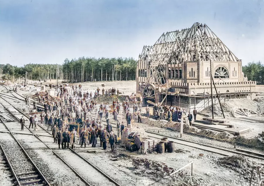 Bau des Bahnhofs Nikolassee 1901.Archiv HVZ