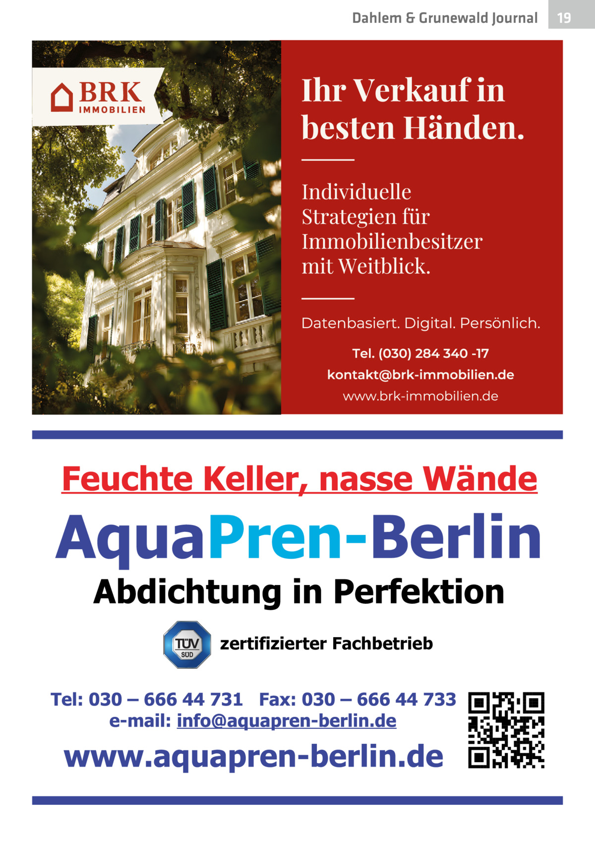 Dahlem & Grunewald Journal  zertifizierter Fachbetrieb  19 19