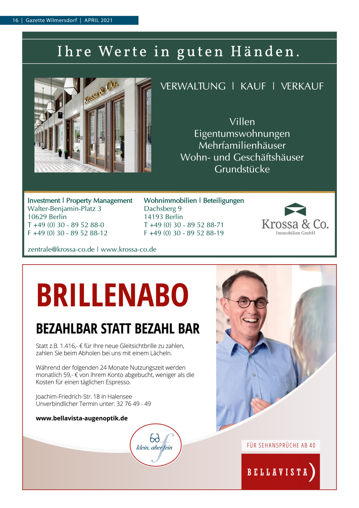 16  |  Gazette Wilmersdorf  |  April 2021  Immobilien GmbH