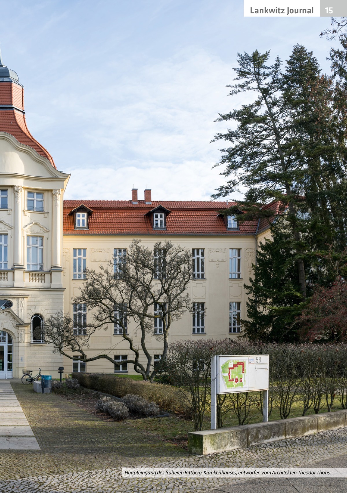 Lankwitz Journal  15  Haupteingang des früheren Rittberg-Krankenhauses, entworfen vom Architekten Theodor Thöns.