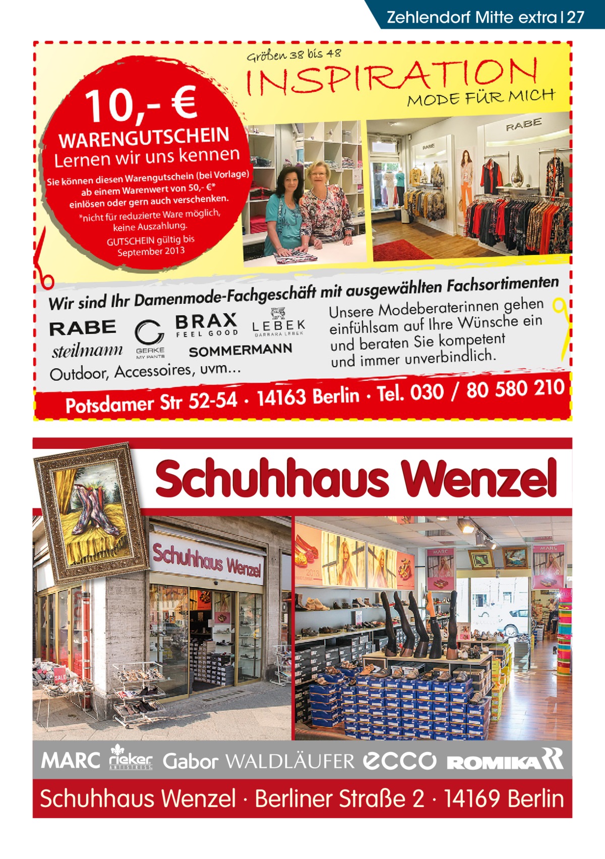 Zehlendorf Mitte extra 27  MARC  Schuhhaus Wenzel · Berliner Straße 2 · 14169 Berlin