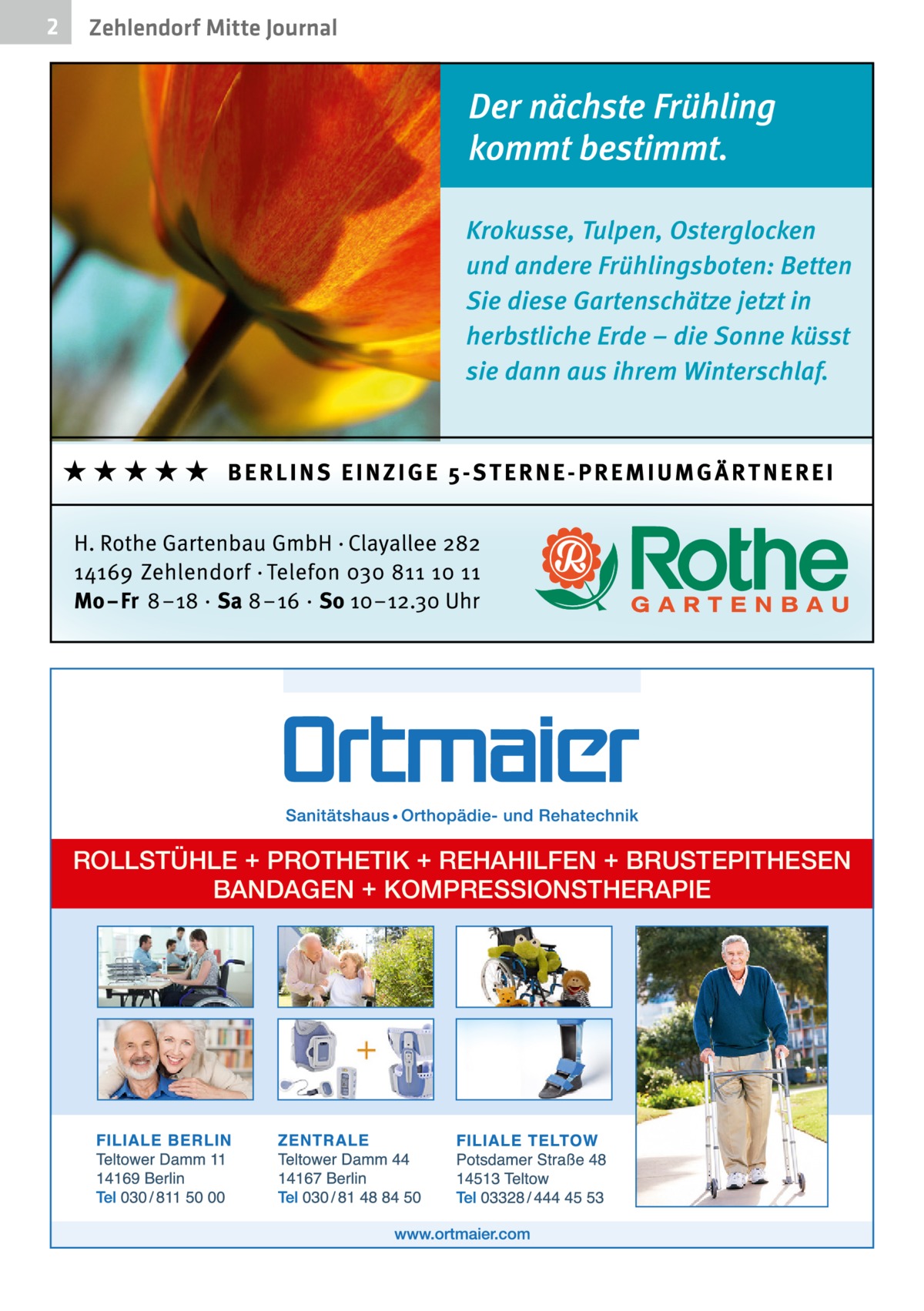 2  Zehlendorf Mitte Journal  ROLLSTÜHLE + PROTHETIK + REHAHILFEN + BRUSTEPITHESEN BANDAGEN + KOMPRESSIONSTHERAPIE