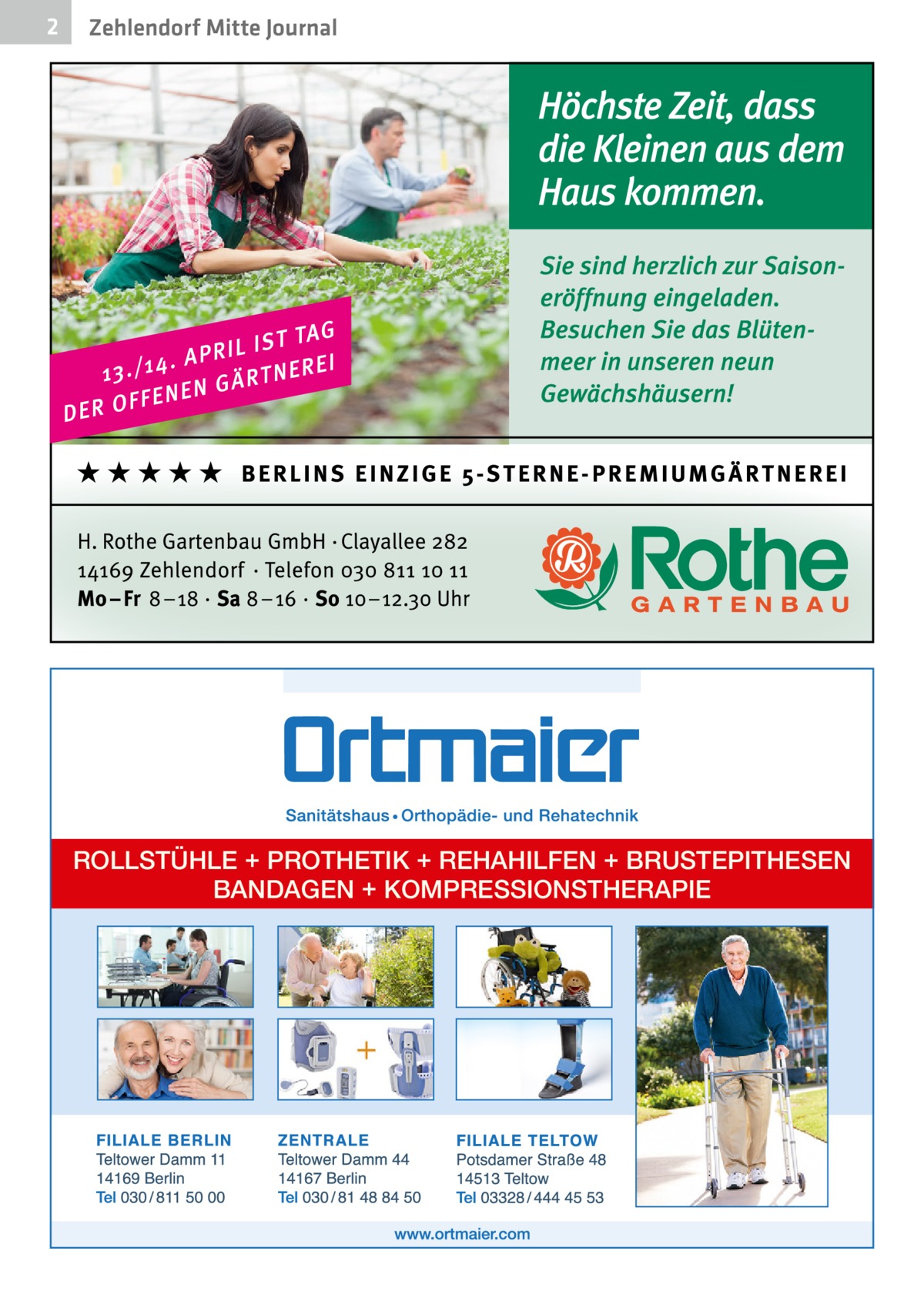 2  Zehlendorf Mitte Journal  ROLLSTÜHLE + PROTHETIK + REHAHILFEN + BRUSTEPITHESEN BANDAGEN + KOMPRESSIONSTHERAPIE