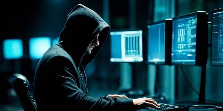 Hacker vorm Bildschirm